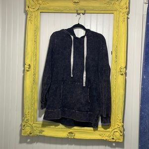Acid wash black soft hoodie